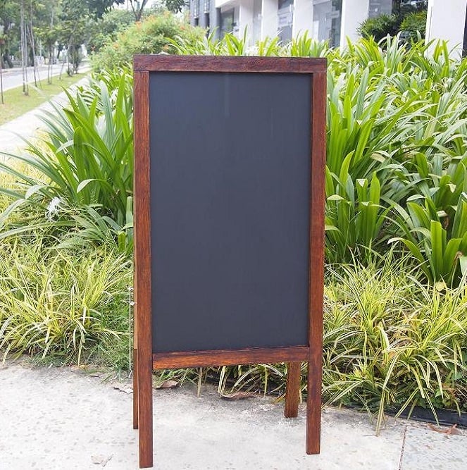 Medium Double Sided Standing Chalkboard with Walnut Frame (90cm X 60cm) Chalk'let