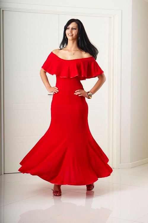Image of Ballroom Panel Skirt - Red (J3196) Dancewear latin ballroom