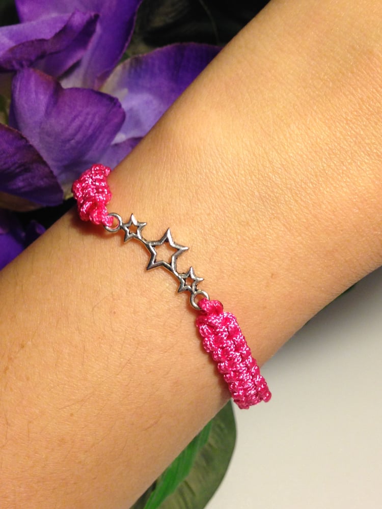 Image of Pink Hand Weaved Star Charm Bracelet