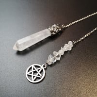Image 1 of Rock Crystal Pendulum for Divination Dowsing Natural Gem Stone Pendant White Clear Quartz Star of Da