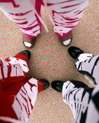 Image 4 of Black/White Unisex Baggy Oversized Distressed Sweatpants