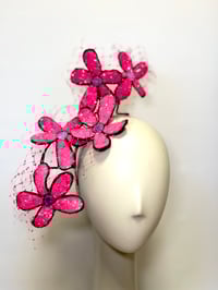 Image 1 of Bright pink sequin flowers headpiece