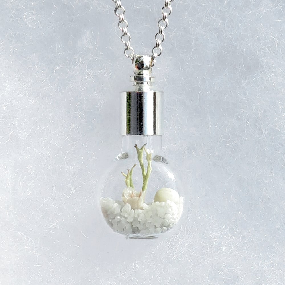 Image of White Wedding Necklace, Winter Landscape Fairy Garden