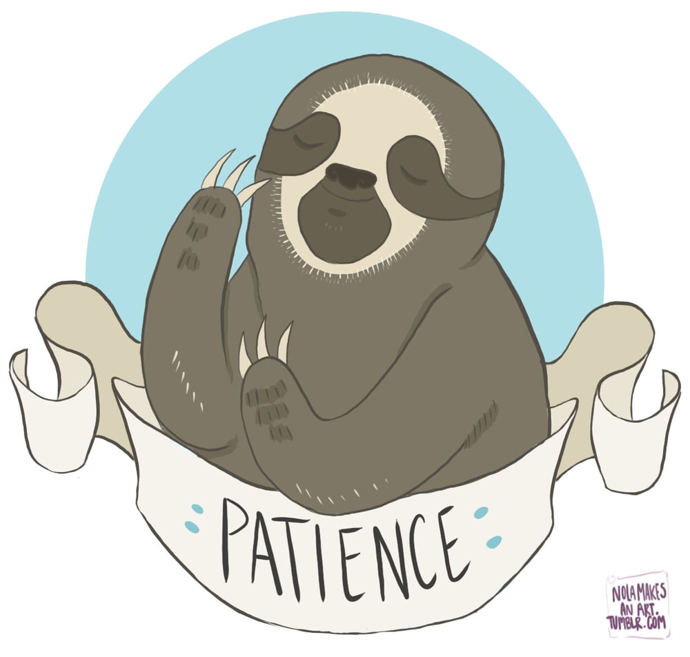 Image of "Patience" Sloth Print 5x5