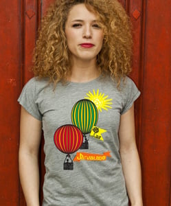 Image of Ladies Grey Slim-Fit T-Shirt with TJF Hot Air Balloon Logo