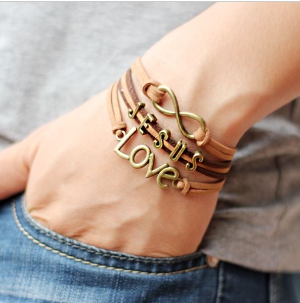 Image of Love Jesus Leather Bracelets