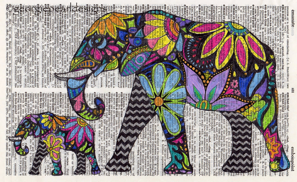 Image of Whimsical Elephant Print (8x10 inches)