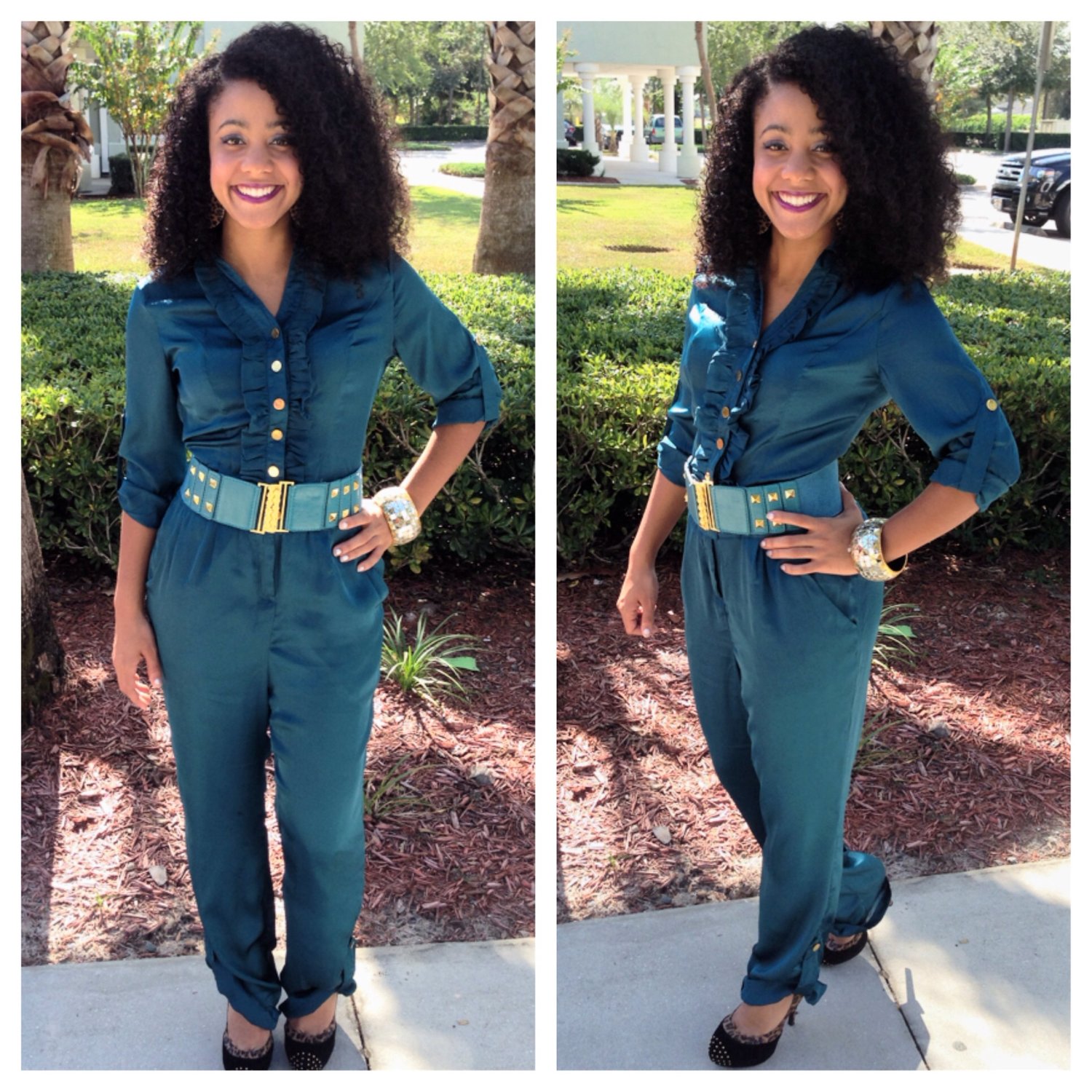 Image of Ruffled/Silky Jumpsuit (comes with belt) 