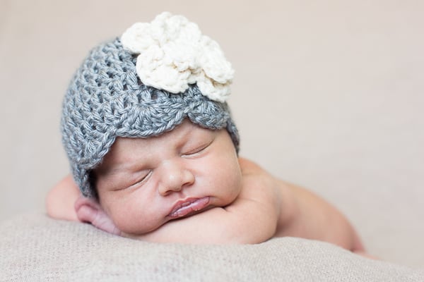 Image of Silver Beanie with Flower