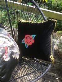 Image 12 of Black Velvet Red Rose Cushion Cover