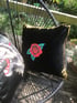 Black Velvet Red Rose Cushion Cover Image 12