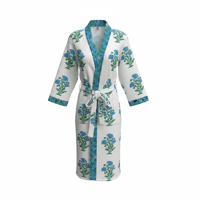 Image 5 of Block Printed Waffle Dressing gown 