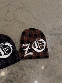 Image 1 of Rhinestone “ZO” Beanie (Brown)