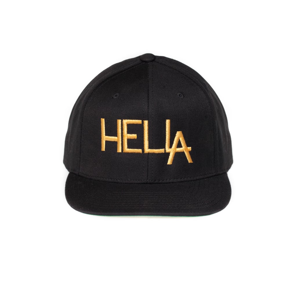 Image of Black HelLA Snapback with Gold Embroidery