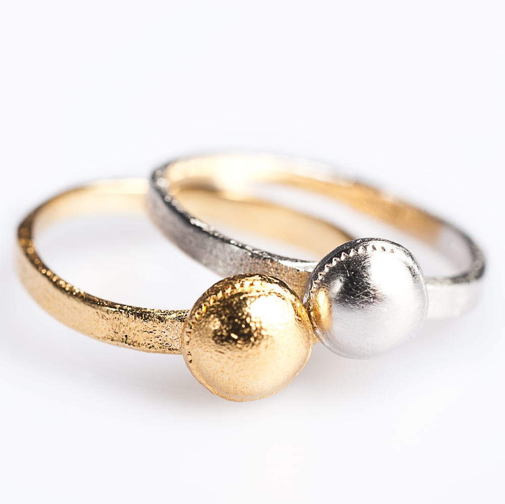 Image of Ringen zilver en zilver geel verguld, trouwringen op maat, goud en zilver