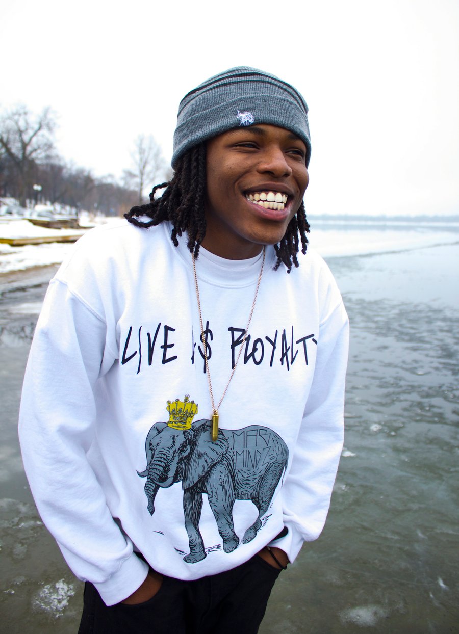 Image of LIVE A$ ROYALTY GREY ELEPHANT Crew Neck Sweater