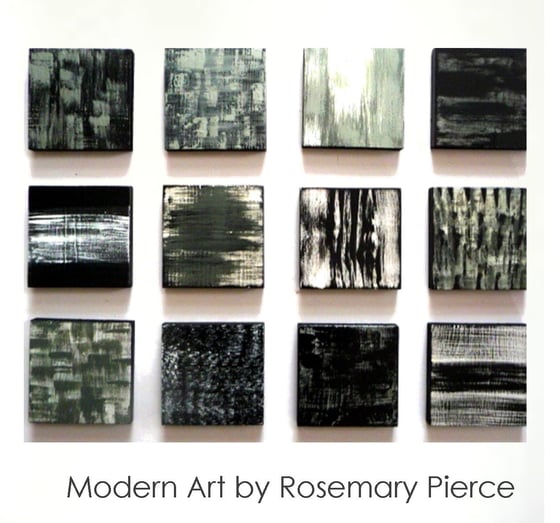 POETIC 20 IN BLACK, WHITE, SILVER & WOOD', Painted Wood Blocks Art