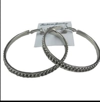 Image 1 of Silver Chain hoop earrings
