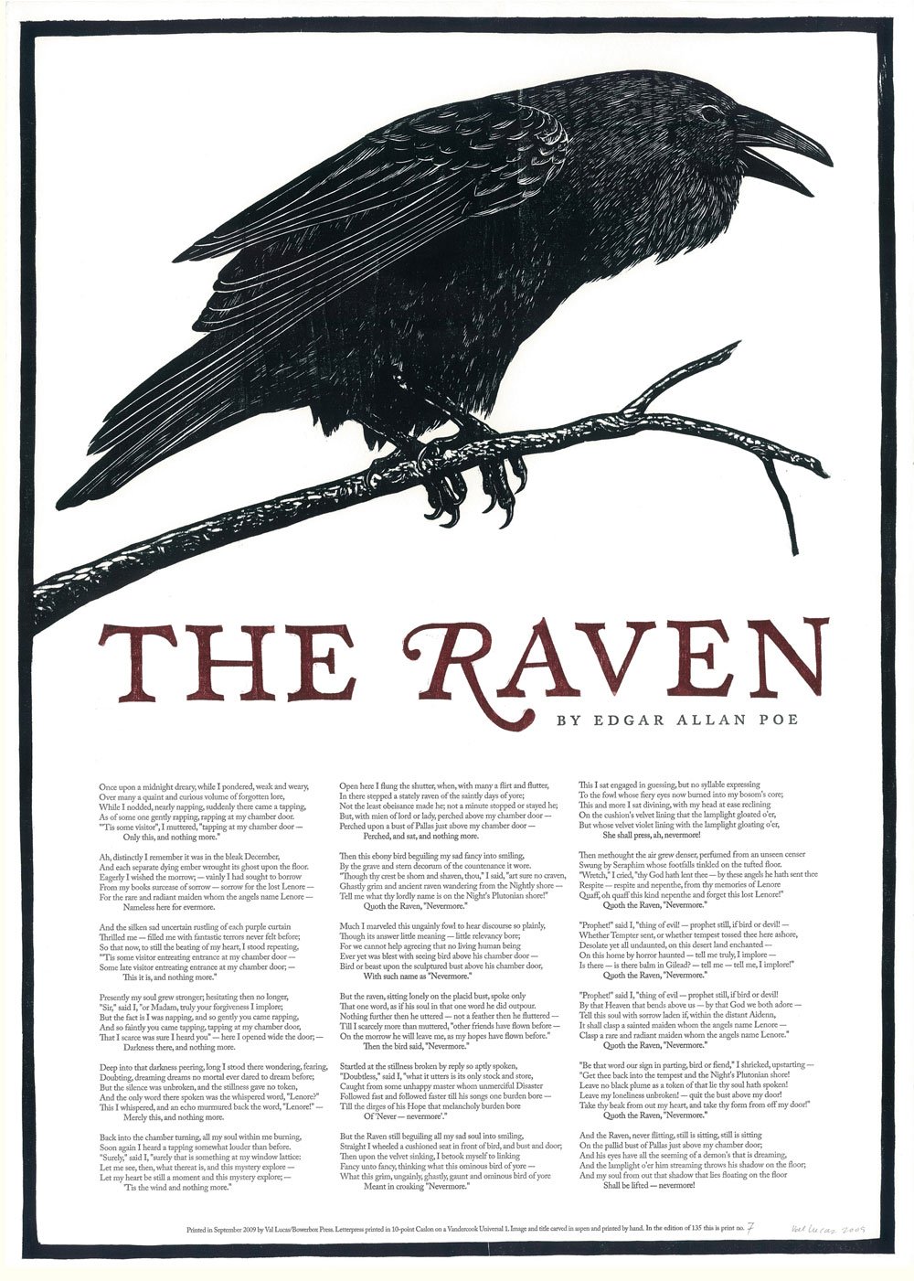 Image of "The Raven" Woodcut Broadside