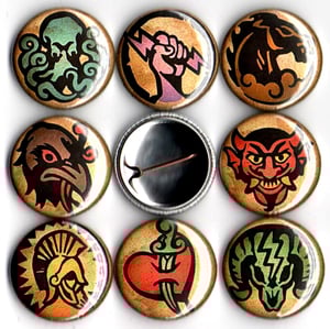 Image of Bioshock Infinite Vigors 1" pin set of 8