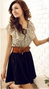 Image of Polka Dot Chiffon Dress with Belt