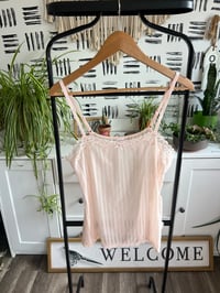 Image 1 of stripe pink lace cami