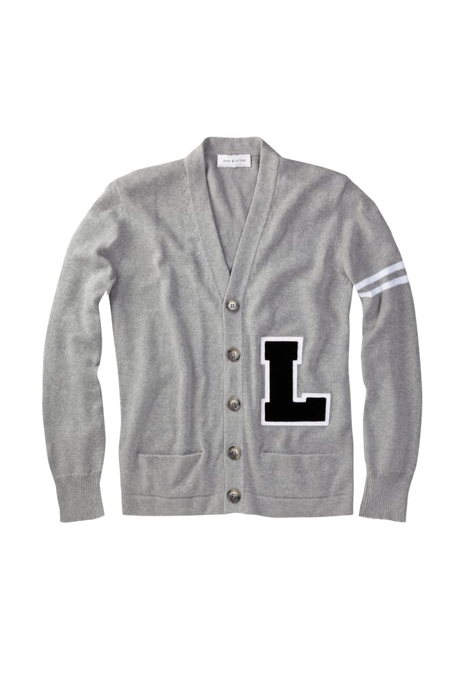 Image of Classic Letter Cardigan / Grey