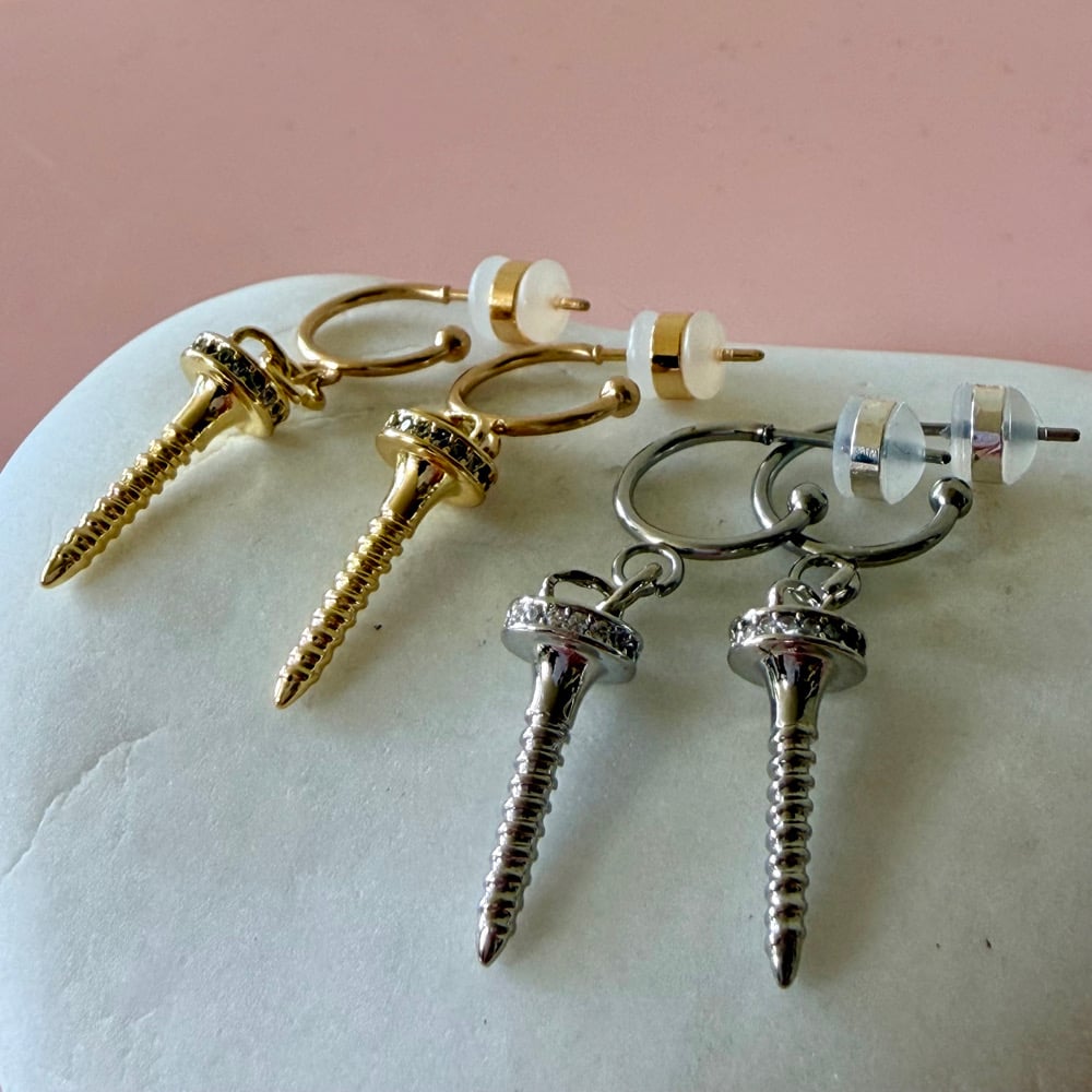 Image of Gold or Stainless Screw Half Hoops