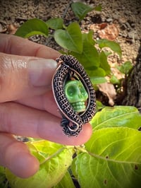 Image 3 of Green Skull in Copper Wrap