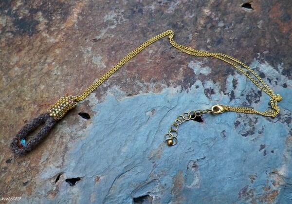 Image of Golden RoseGrey, handmade kumihimo pendant