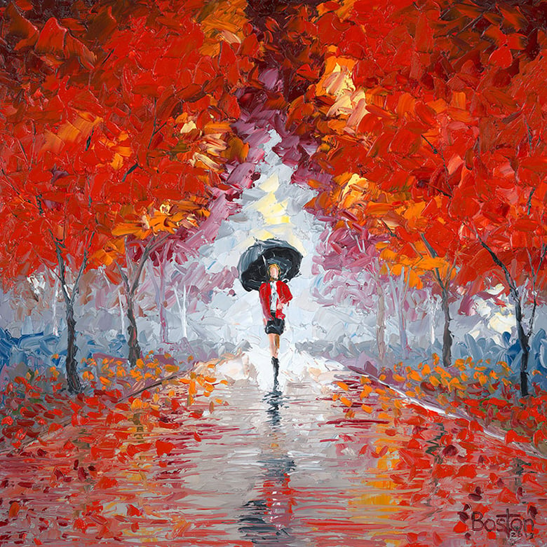 Image of Red Raincoat oil painting