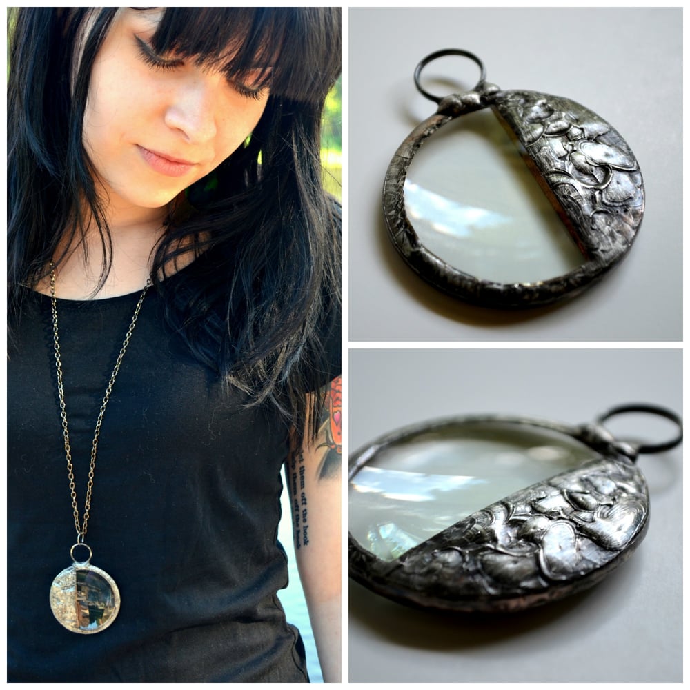 Magnifying Glass Jewelry, Looking Glass Pendant, Long Necklace (1625) /  Bayou Glass Arts
