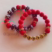 Image of Matte Red & Leopard Name Bracelet Set