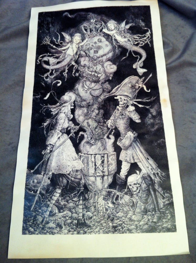 Image of The Treasure Conjurers-tea stained print