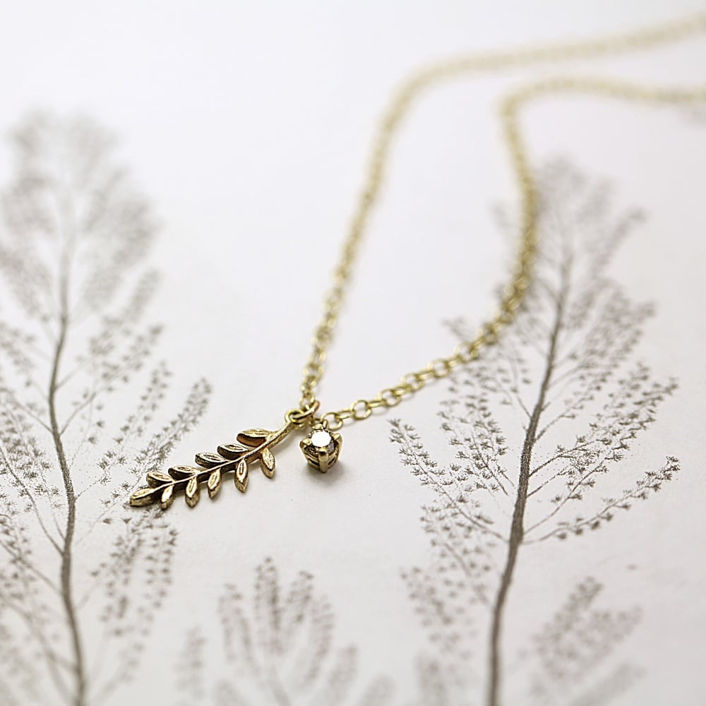 fern leaf & champagne diamond necklace | RU.ST