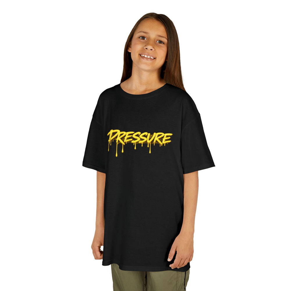 Image of Unisex Kids Tee — "Pressure Makes Diamonds" Gold Drip Graphic