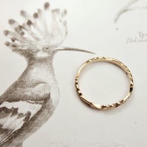 Image of 9ct gold 2mm floral carved ring