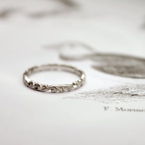 Image of Platinum 2mm floral carved ring
