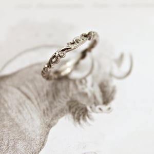 Image of Platinum 2.5mm floral carved ring
