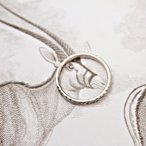 Image of Platinum 2mm flat court floral engraved ring