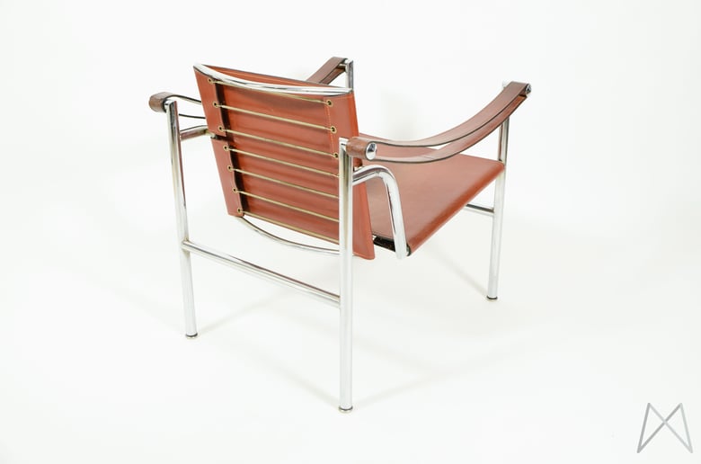 Image of Le Corbusier LC1 Sling Chair by Cassina original Cognac brown leather