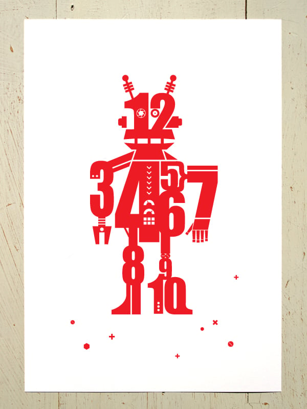Image of Numbot (robot) A3 art prints