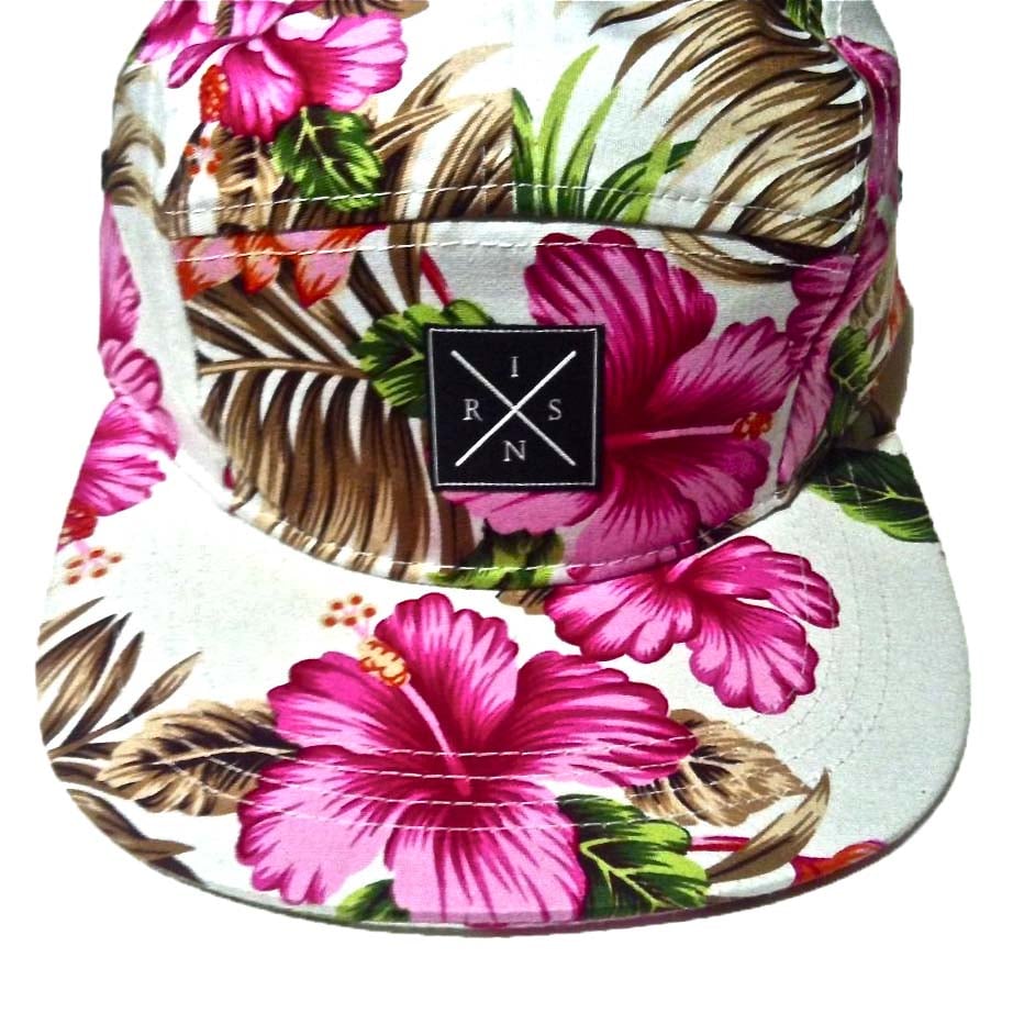 Image of pink floral 5 panel hat