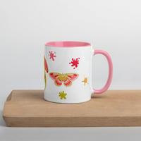 Image 1 of Warm palette Butterflies and Moths Mug with Color Inside, Cute Bug mug, Cute Insect mug 