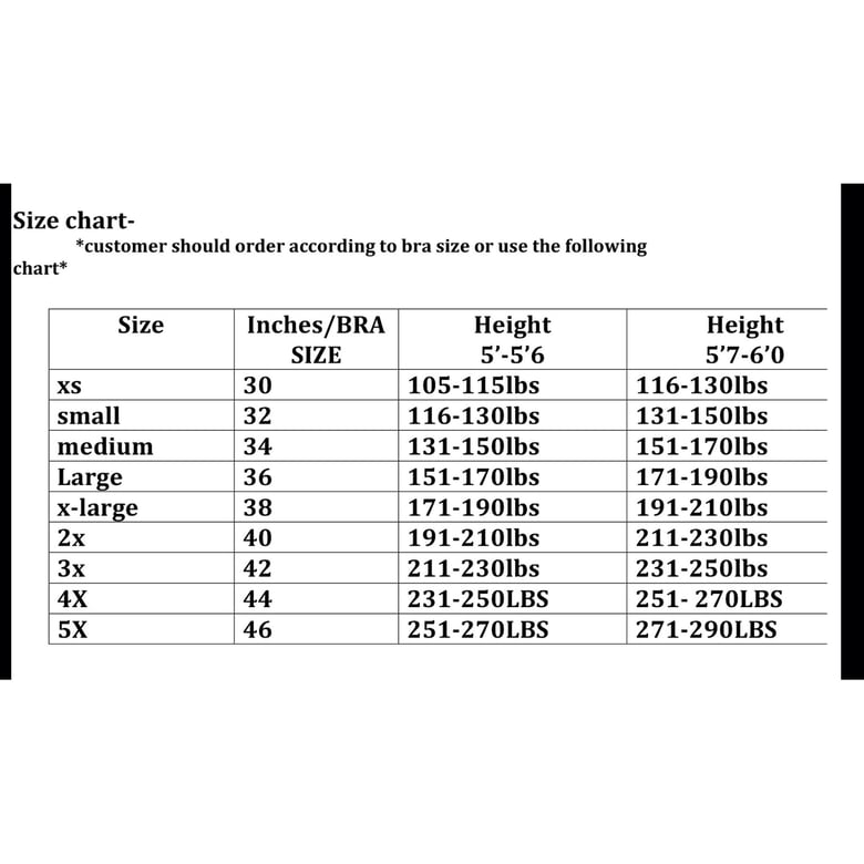 Image of Size Chart
