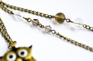 Image of Sautoir véritable montre hibou avec ailes