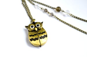 Image of Sautoir véritable montre hibou avec ailes