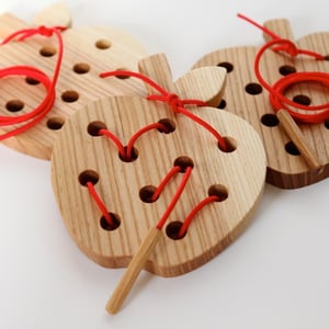 Image of Wormy Apple!™ Wooden Lacing and Threading Toy™