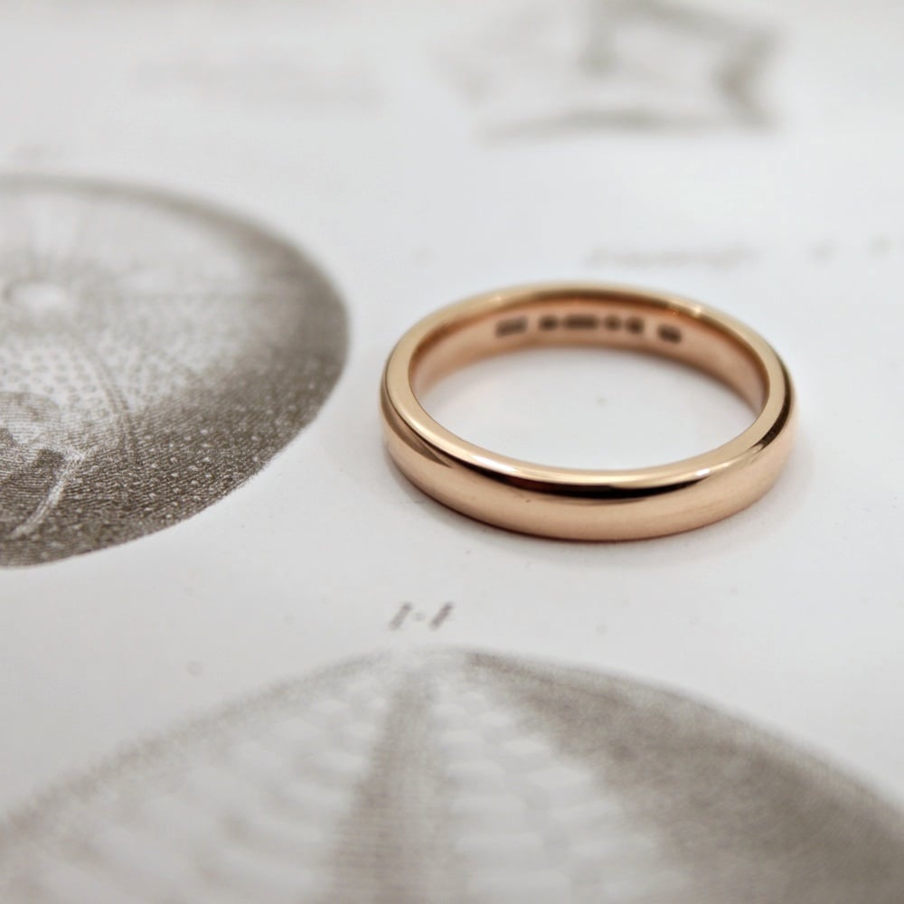 18ct rose gold 3mm plain court RU ST