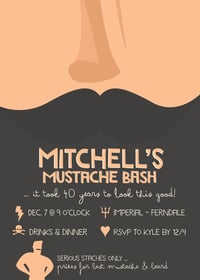 Image 1 of Mustache Bash - Invitation (Movember)